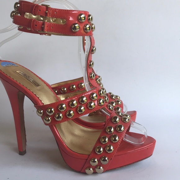 Report Signature Masonic2 Orange Studded Strappy Platform Heels 7.5M - Picture 9 of 11
